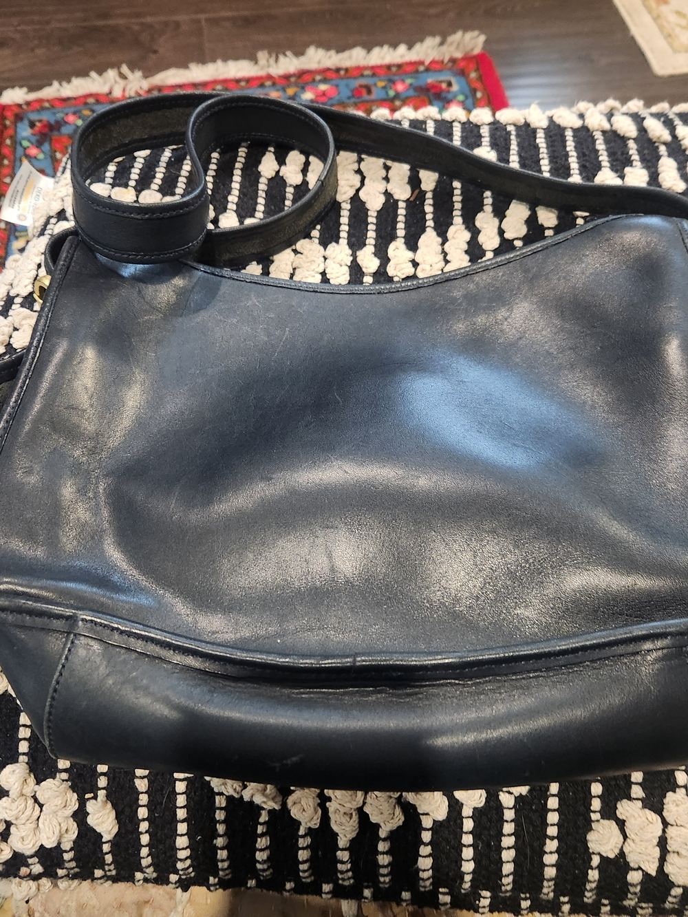 Leather Crossbody Bag in Dark Navy